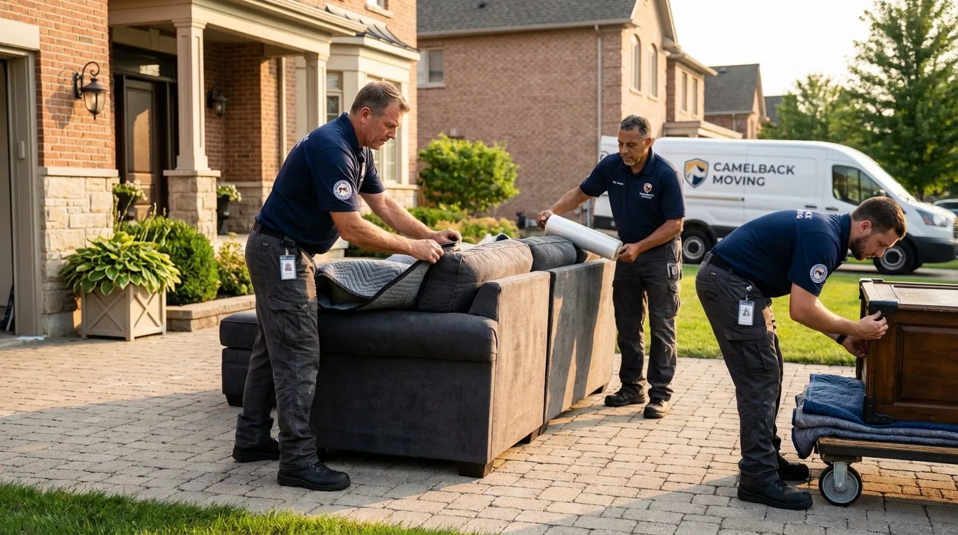 Large estate moving crew wrapping furniture in Kinston, NC